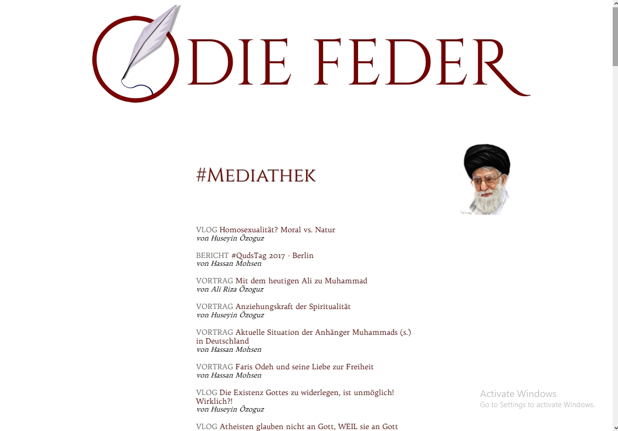 Screenshot of the home page of The Feather's website. 