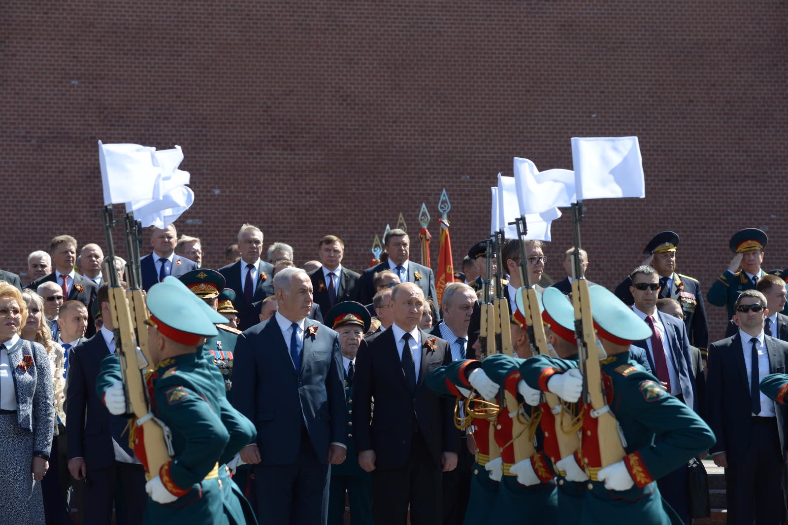 Prime Minister Benjamin Netanyahu and Russian President Vladimir Putin at the Victory Day parade in Moscow (PMO)