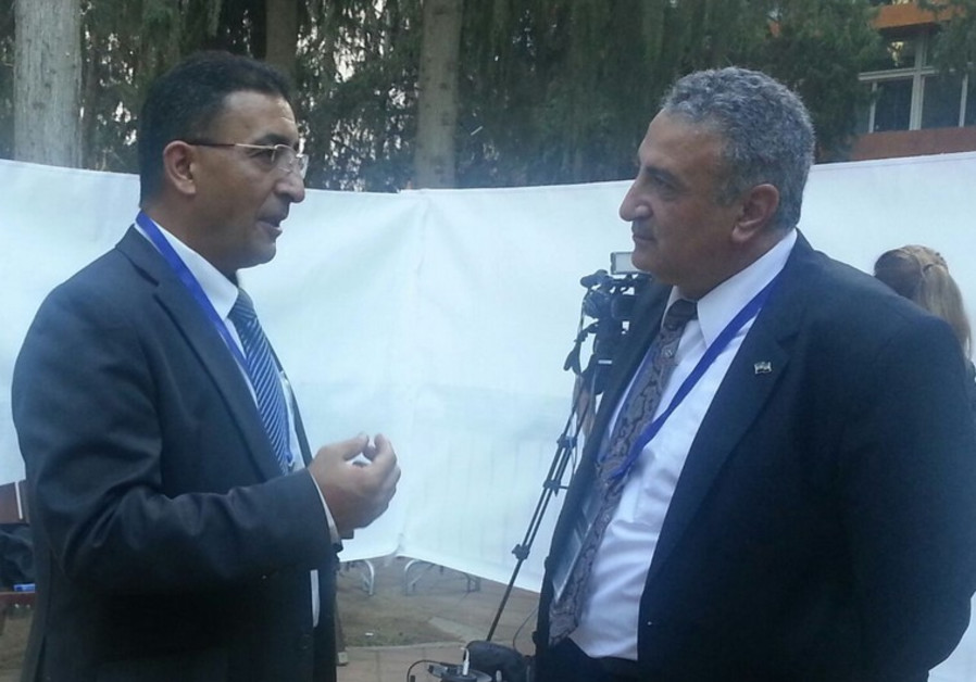 Mendi Safadi (L) meeting with Syrian opposition leader Dr. Kamal Al-Labwani