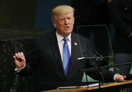 US President Donald Trump addresses the 72nd United Nations General Assembly at U.N. headquarters in