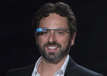 Google co-founder Sergey Brin wearing Google-Glass