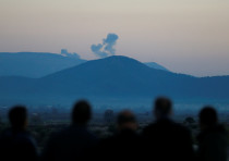 Smoke rises from a target hit by Turkish forces in Afrin, Syria, January 20, 2018