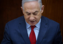 Prime Minister Benjamin Netanyahu at a weekly cabinet meeting on March 11, 2018