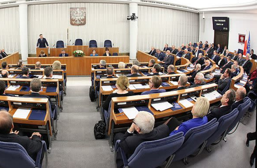  1st sitting the Polish Senate of the 9th term. (photo credit: KATARZYNA CZERWIŃSKA/WIKIMEDIA COMMONS)