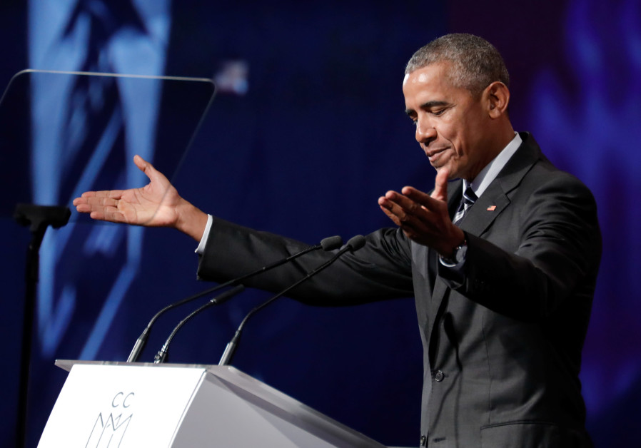 Former US President Barack Obama delivers a speech