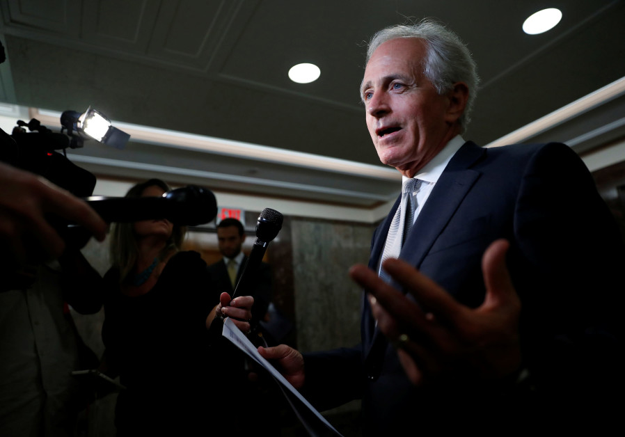 Sen. Bob Corker (R-TN) speaks with reporters after announcing his retirement.