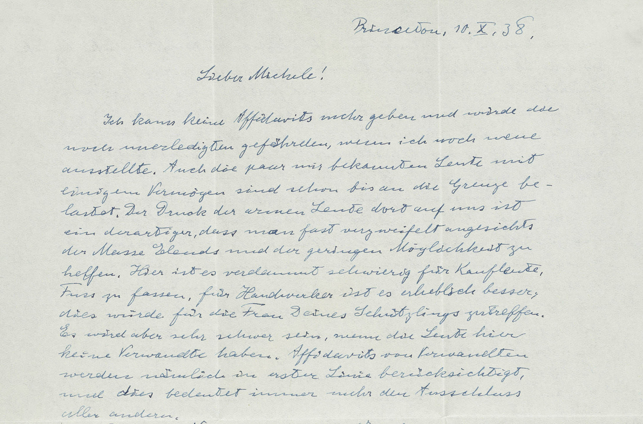 A letter written by Albert Einstein on October 10, 1938 featuring his fears for Europe following the 1938 Munich Agreement (Nate D. Sanders Auctions)