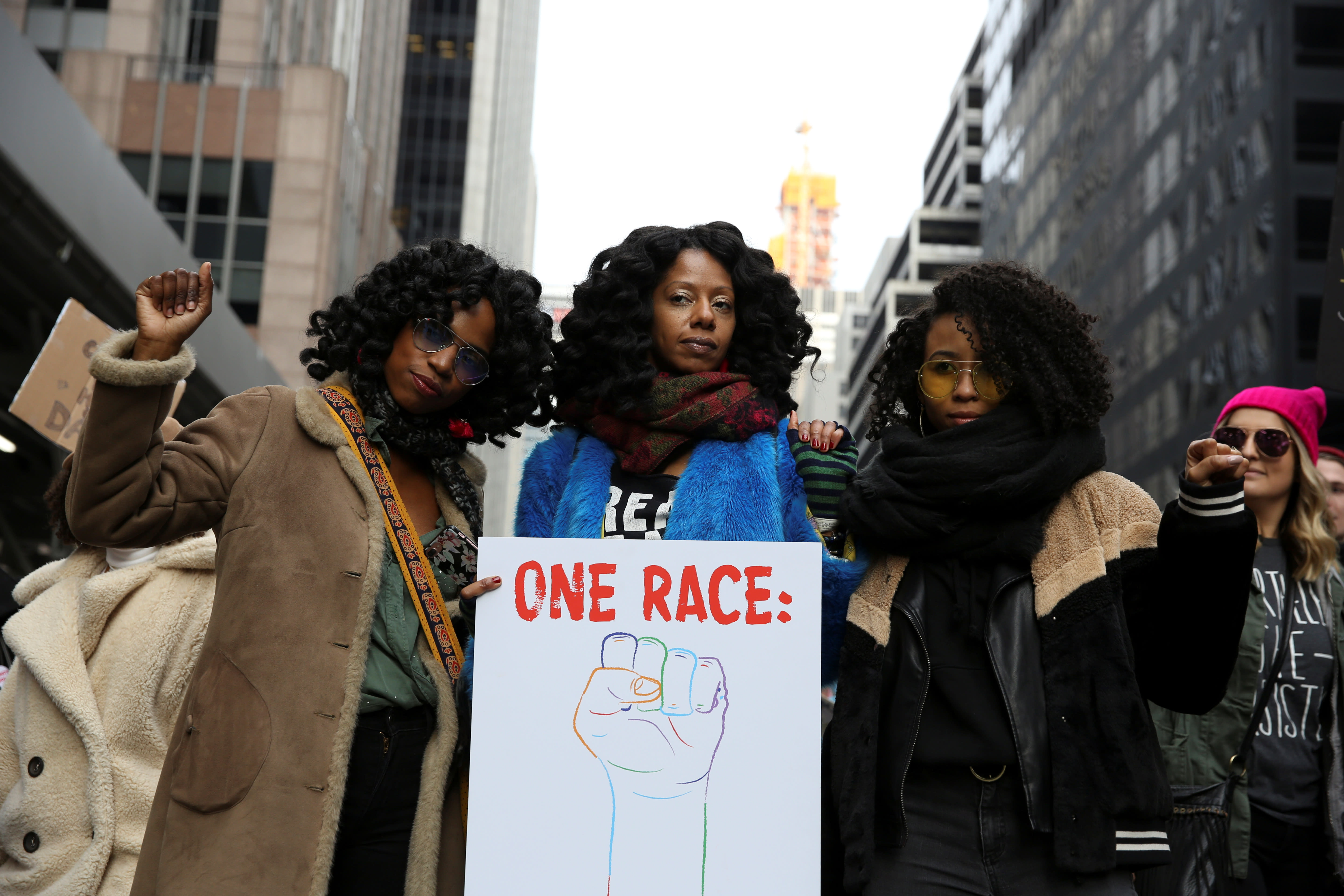 Demonstrators take part in the Women's March in Manhattan in New York City (REUTERS/Caitlin Ochs)