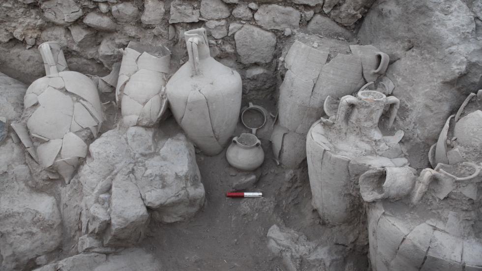 Artifacts found in storage room at Khirbet el-'Eika (Credit: American Friends of the Hebrew University)