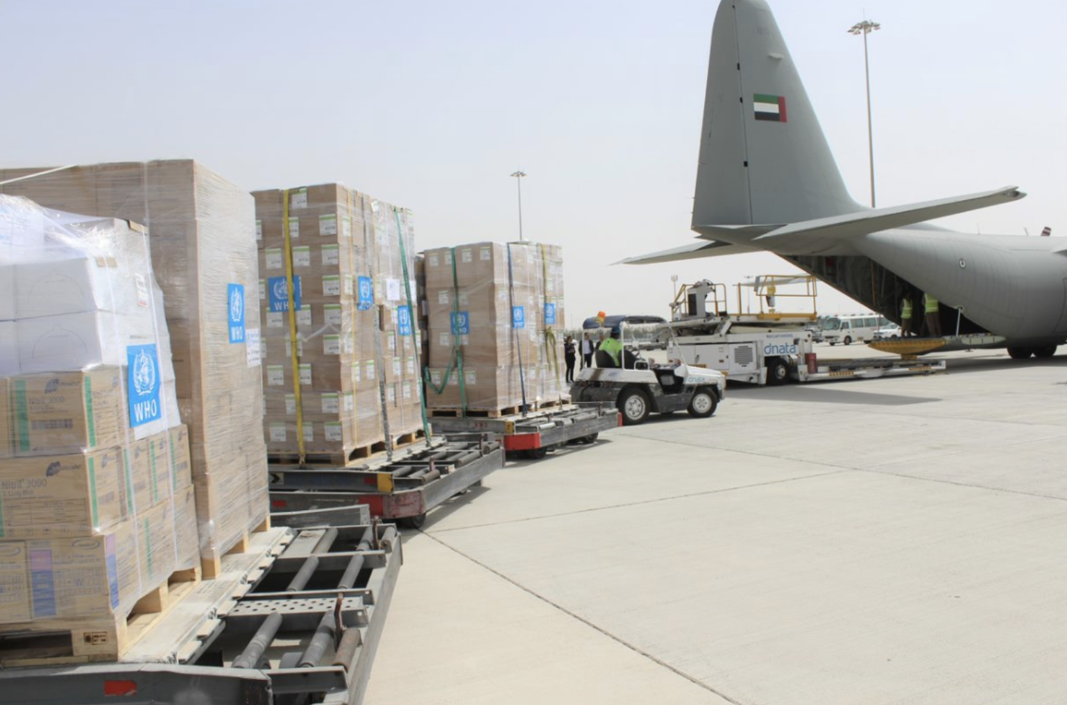Aid being loaded onto cargo flight (Credit: IHC)