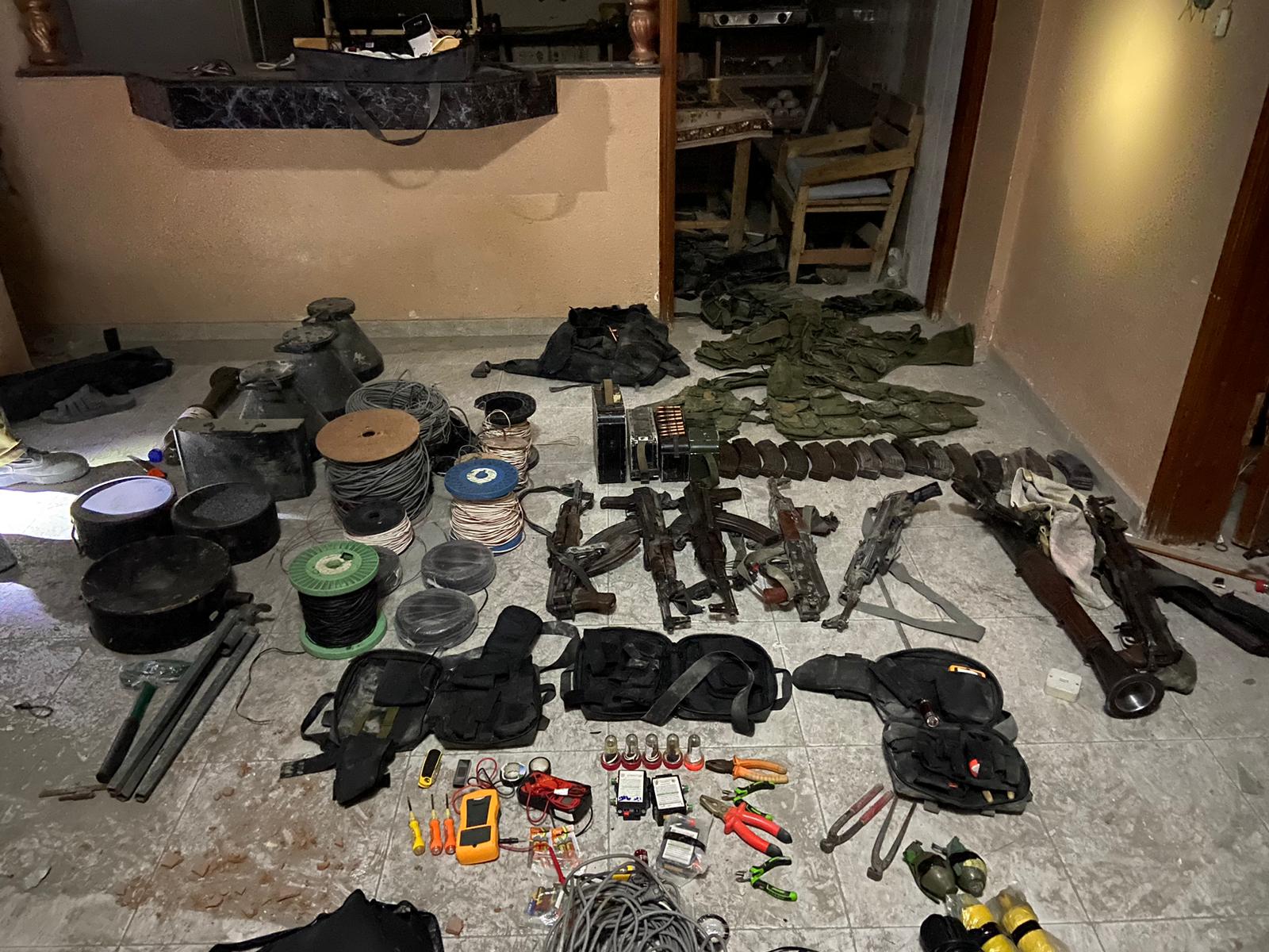 Weapons located by IDF troops in the Beit Hanun area, northern Gaza, November 3, 2023 (IDF Spokesperson's Unit)