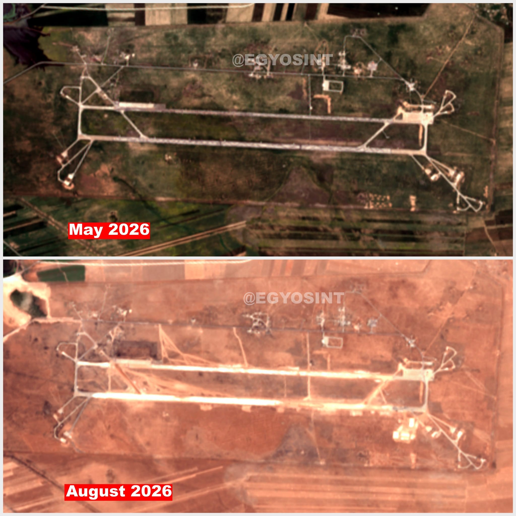  Satellite imagery shows significant activity at the Abu al-Duhur airbase in the months before it was struck overnight, August 18, 2026 (credit: SCREENSHOT/VIA SECTION 27A OF THE COPYRIGHT LAW)