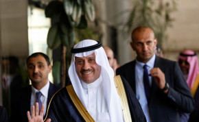 Saudi ambassador Nayef al-Sudairi gestures as he visits Ramallah in the West Bank September 26, 2023.