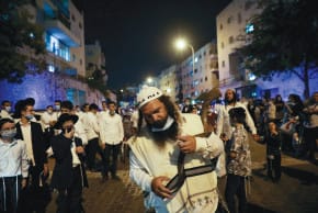 BRESLOV HASSIDIM protest against Prime Minister Benjamin Netanyahu in Jerusalem, demanding a solutio