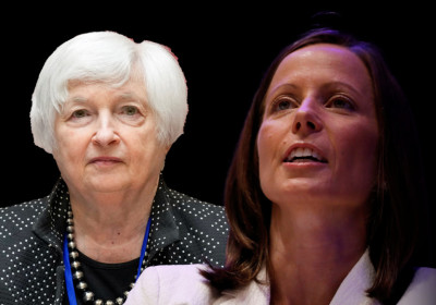  US Secretary of Treasury Janet Yellen and Nasdaq CEO Adena Friedman.