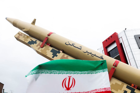  An Iranian missile is displayed during a rally marking the annual Quds Day, or Jerusalem Day, on the last Friday of the holy month of Ramadan in Tehran, Iran April 29, 2022.