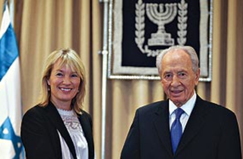 peres and danish foreign minister 311 (photo credit: Associated Press)