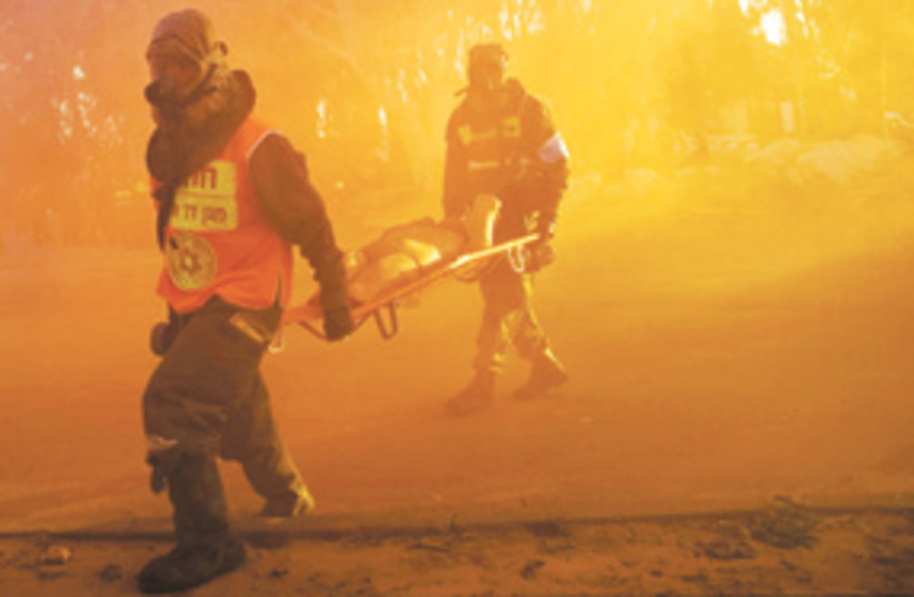 gas mask drill 311 (photo credit: AP [file])
