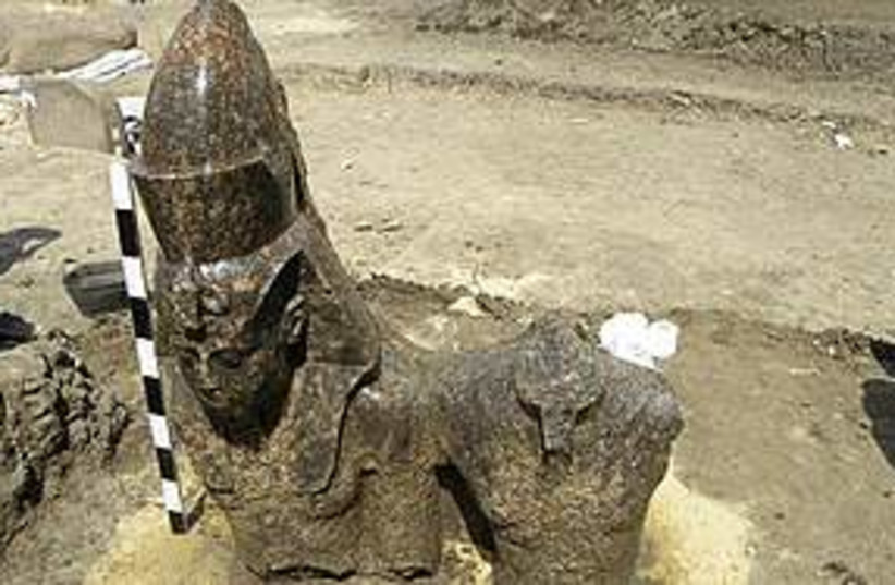 Pharaoh bust uncovered (photo credit: AP Photo/Supreme Council of Antiquities ,HO)