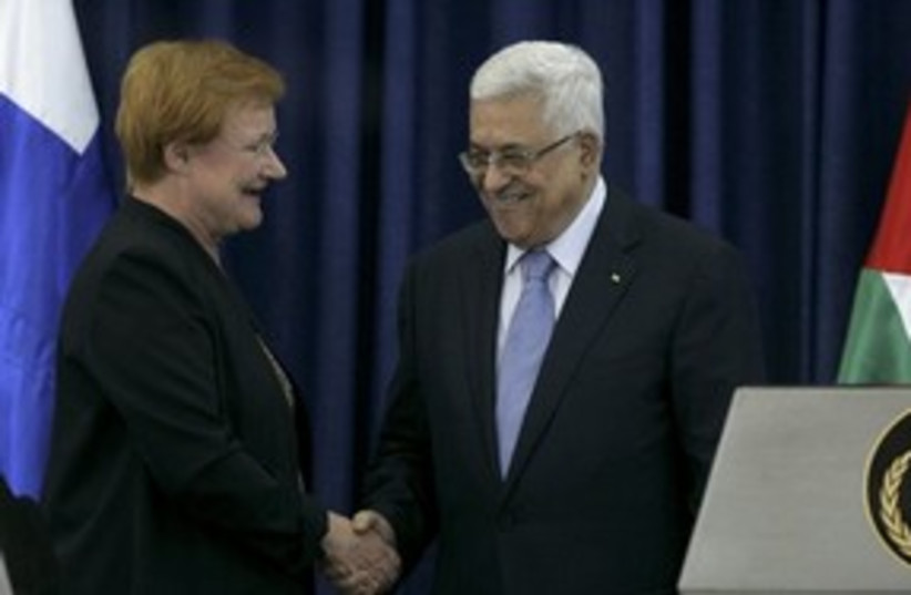 Abbas and Tarja Halonen 311 AP (photo credit: AP)