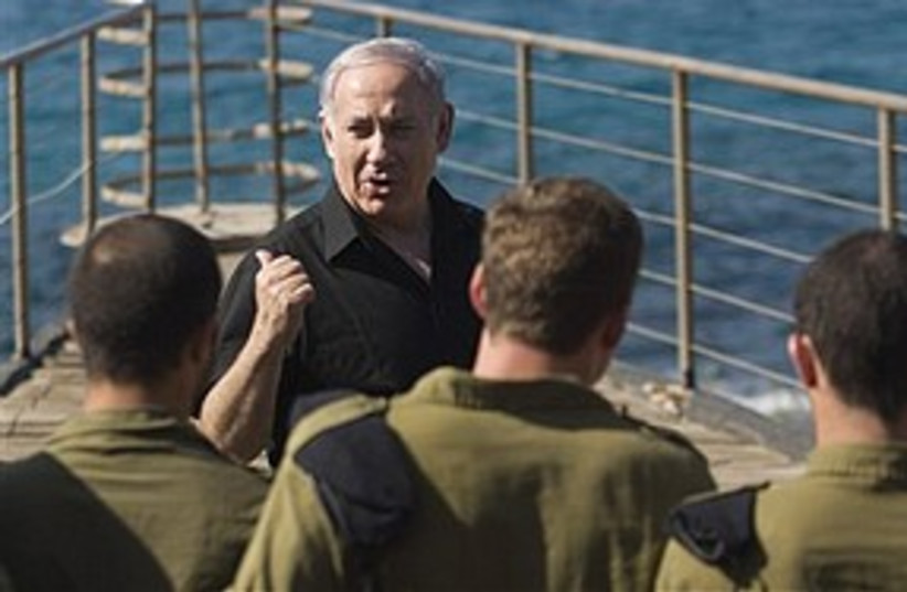 Netanyahu visits Atlit base 311 AP (photo credit: Associated Press)