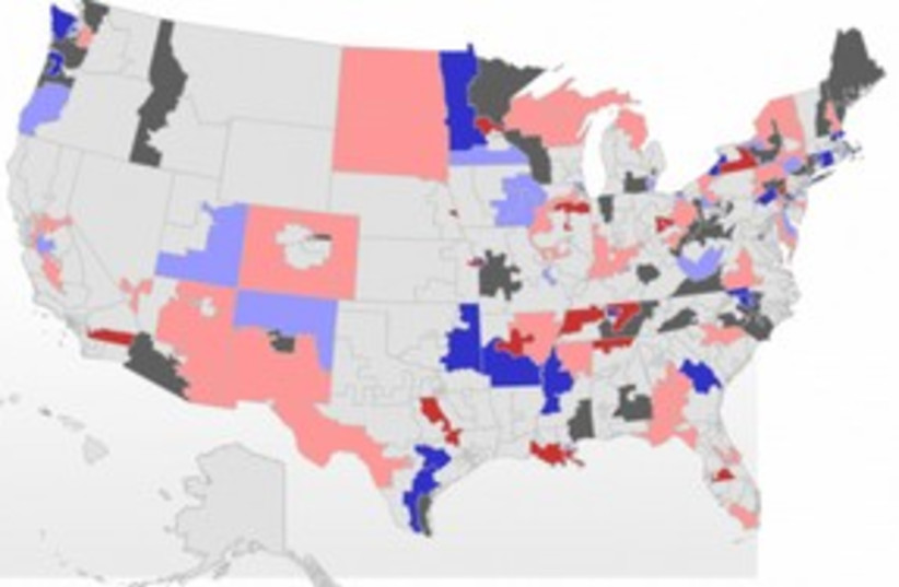 US midterm election results map 311 (photo credit: Realclearpolitics.com)