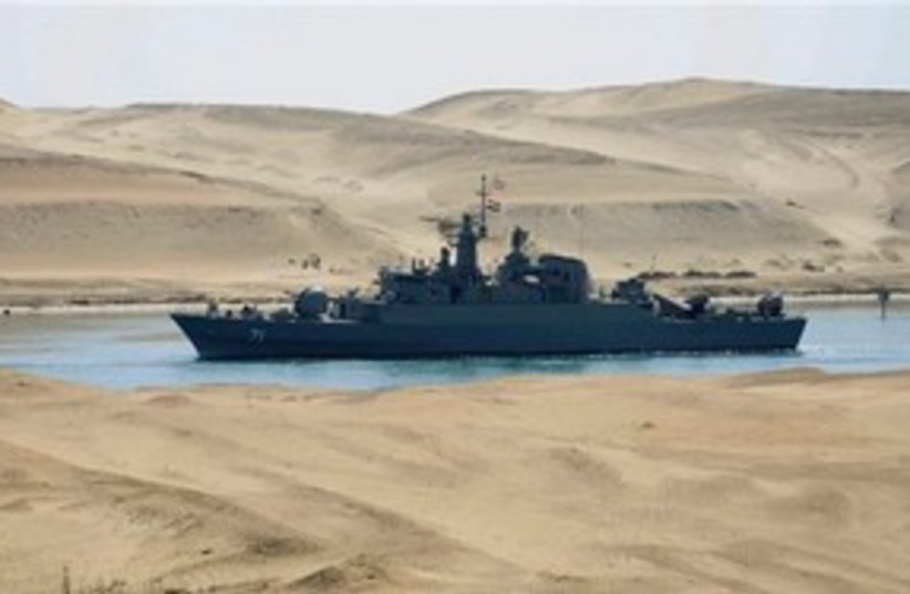 Iranian frigate (warship) 'IS Alvand' in Suez AP 311 (photo credit: AP)