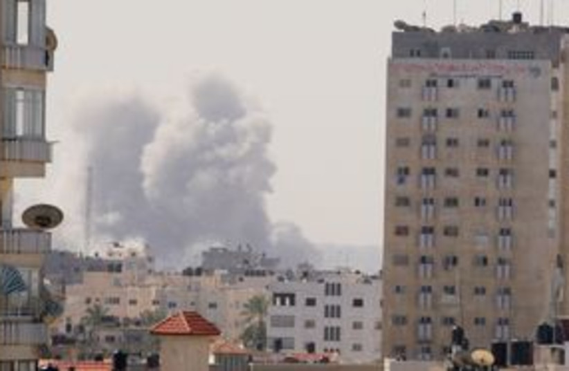 Explosion in Gaza City (photo credit: Reuters)