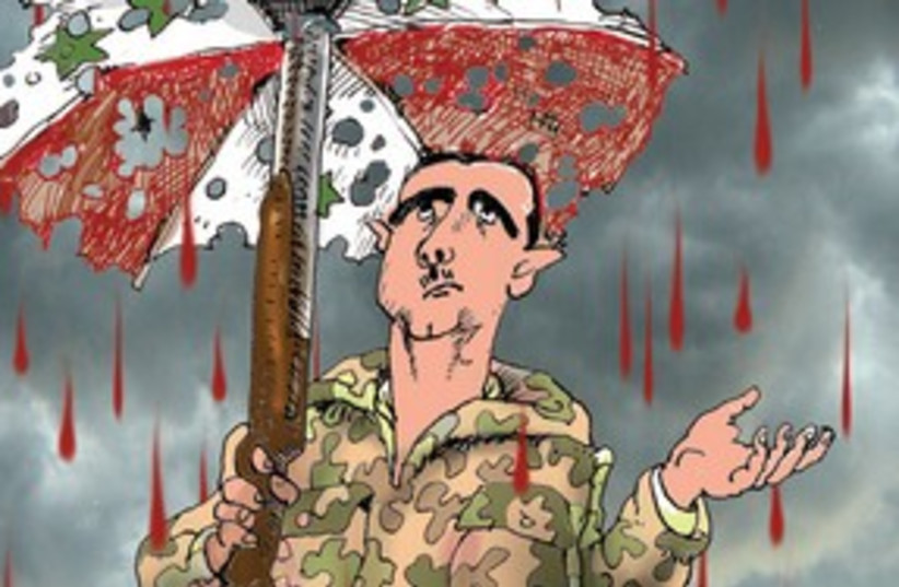 Bashar Assad cartoon 311 (do not publish again) (photo credit: AVI KATZ)
