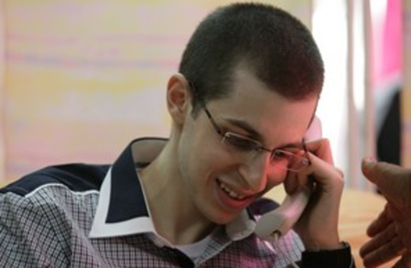 Gilad Schalit on phone to parents 311 (photo credit: IDF Spokesman's Office)