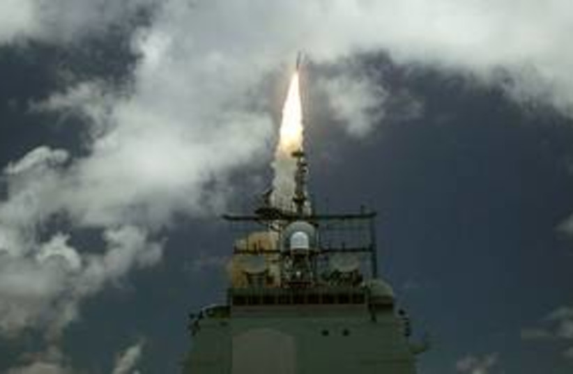 A launch in a US missile defense drill 311 (photo credit: US Navy)