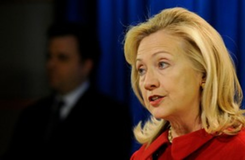 US Secretary of State Hillary Clinton 311 (R) (photo credit: REUTERS/Jonathan Ernst)