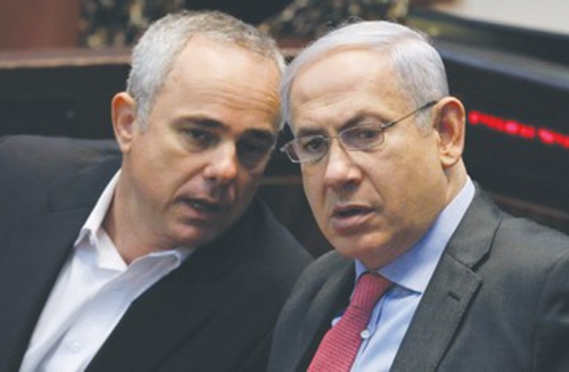Netanyahu Steinitz 390 (photo credit: Reuters)