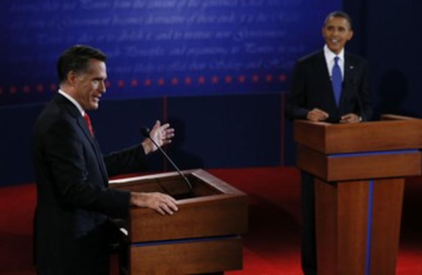 Obama and Romney US presidential debate 370 (photo credit: REUTERS)
