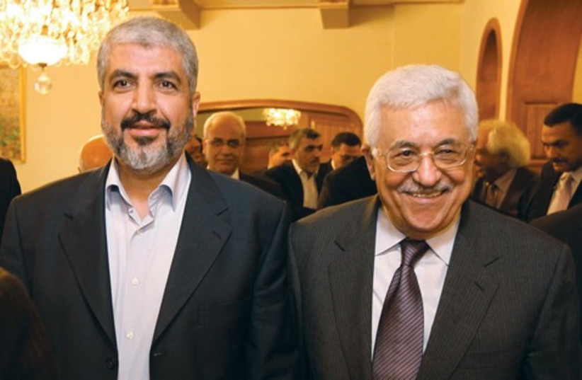 Abbas and Hamas leader (photo credit: Reuters)