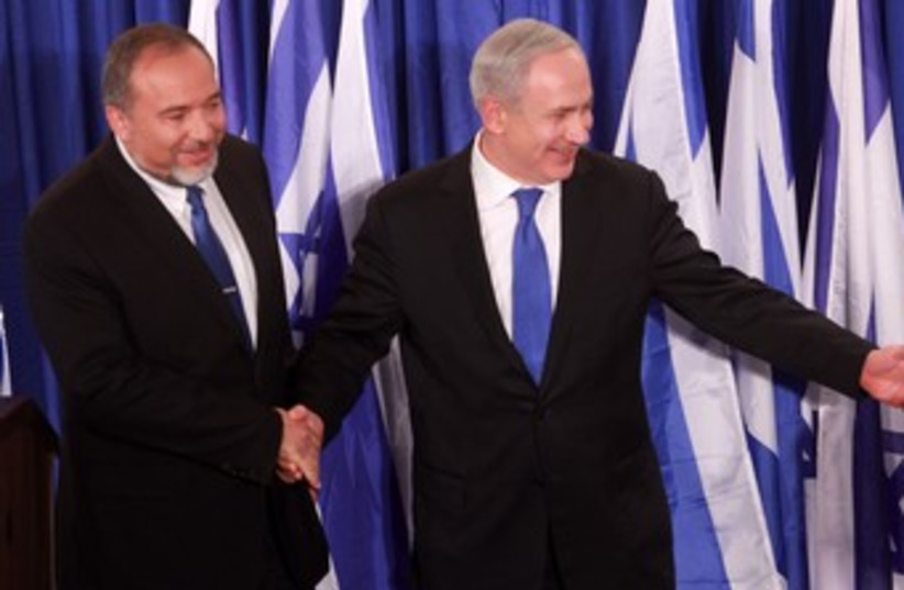 Liberman and Netanyahu 370 (photo credit: Marc Israel Sellem/ The Jerusalem Post)
