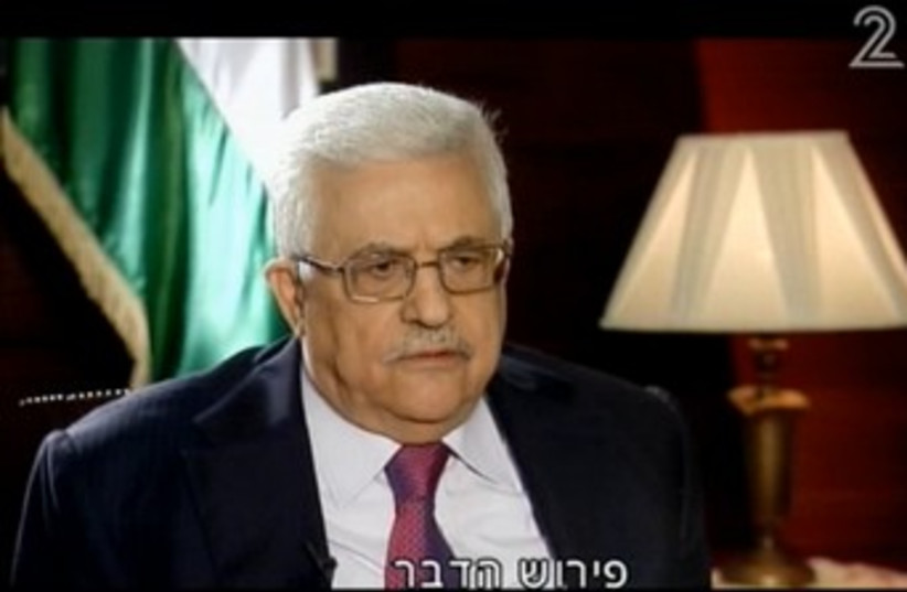 Mahmoud Abbas on Channel 2 (photo credit: Screenshot)