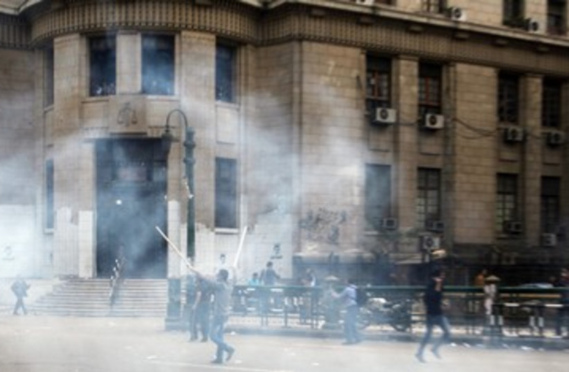 Egypt clashes Judges Strike municipal building tear gas 370 (photo credit: REUTERS/Asmaa Waguih)