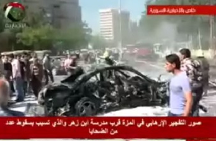 Syrian PM survives bomb in Damascus (photo credit: Screenshot al-Manar television)