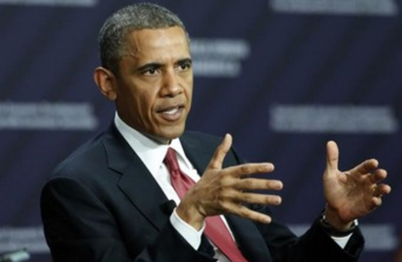 Obama talking with his hands 370 (photo credit: REUTERS/Kevin Lamarque)
