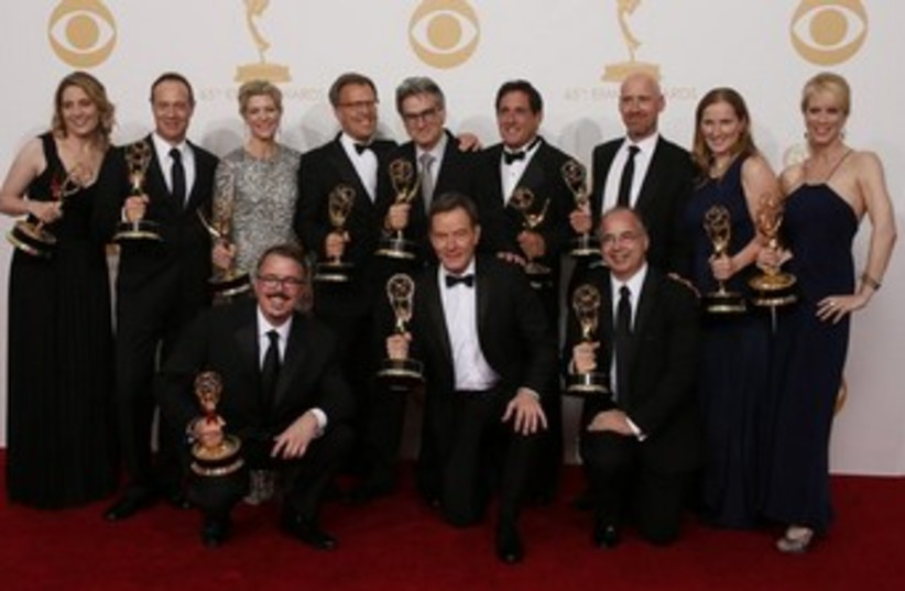cast crew of breaking bad accept emmy award 370 (photo credit: REUTERS)