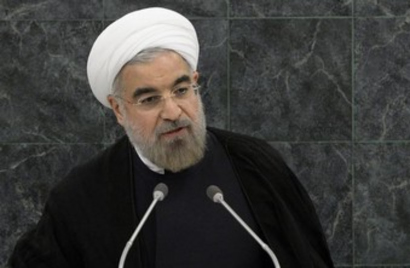 Iran's President Hassan Rouhani address UN 370 (photo credit: REUTERS/Brendan McDermid)