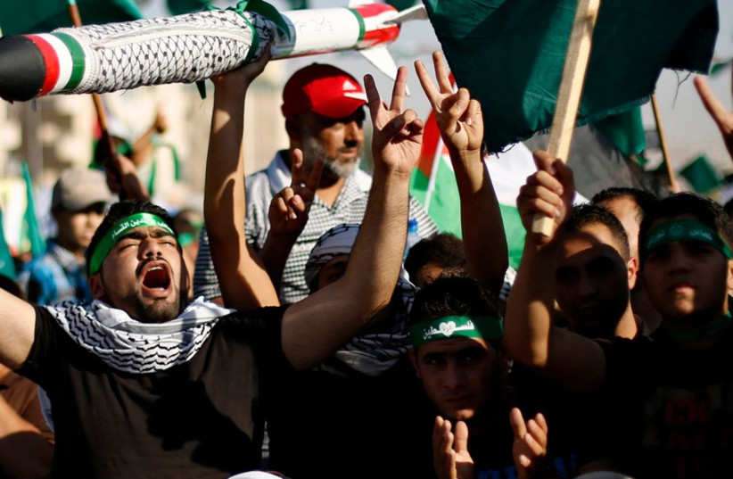 Muslim Brotherhood demonstration, Amman, August 8, 2014.  (photo credit: REUTERS)
