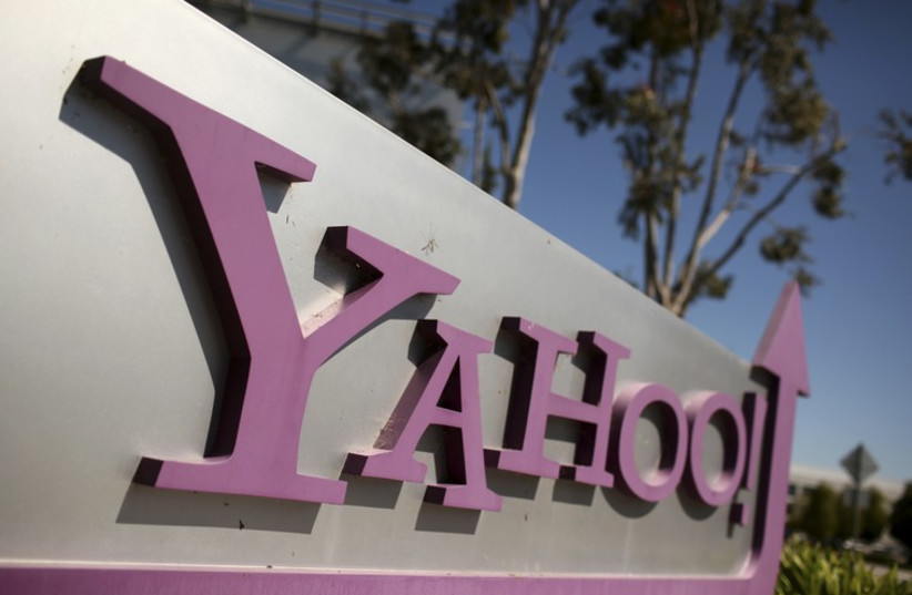 The Yahoo logo is shown at the company's headquarters in Sunnyvale, California  (photo credit: REUTERS)