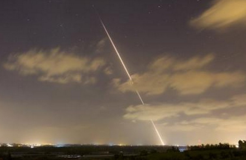 A rocket is launched from the northern Gaza Strip towards Israel (photo credit: REUTERS)