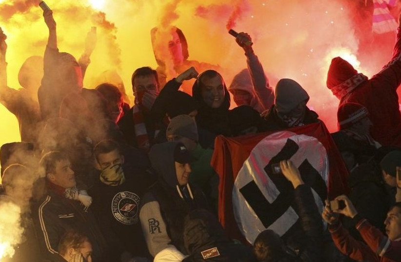 Neo-Nazis at public demonstration (photo credit: REUTERS)