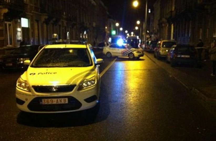 Scene of anti-terrorism operation in Verviers, Belgium (photo credit: TWITTER)