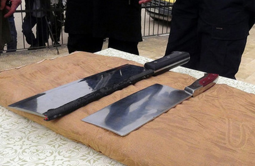 Meat cleavers used by ISIS to amputate hands of convicted thieves (photo credit: TWITTER)