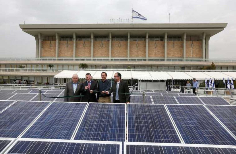 Knesset's new solar field (photo credit: MARC ISRAEL SELLEM/THE JERUSALEM POST)