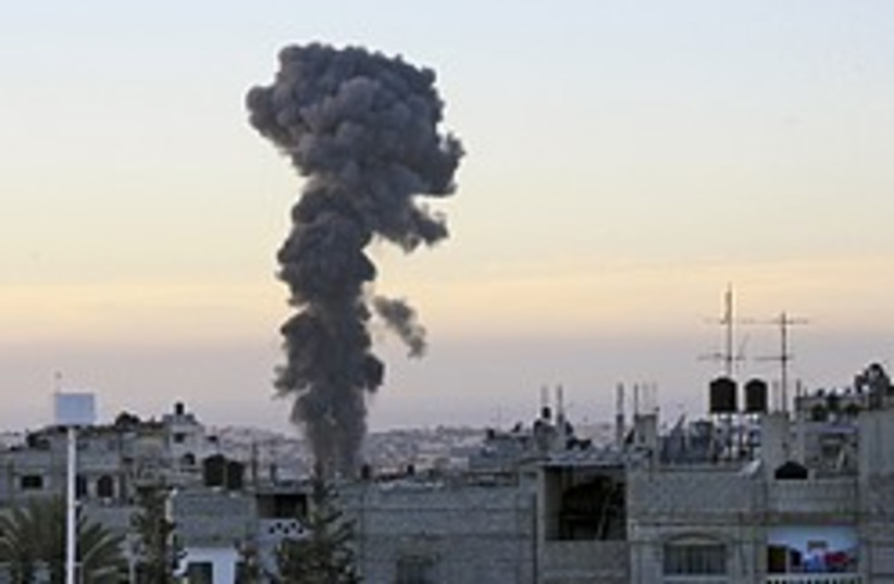 gaza tunnel air strike smoke 248.88 (photo credit: AP [file])